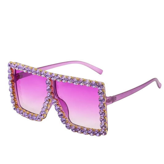 Large Flat Top Rhinestone Sunglasses