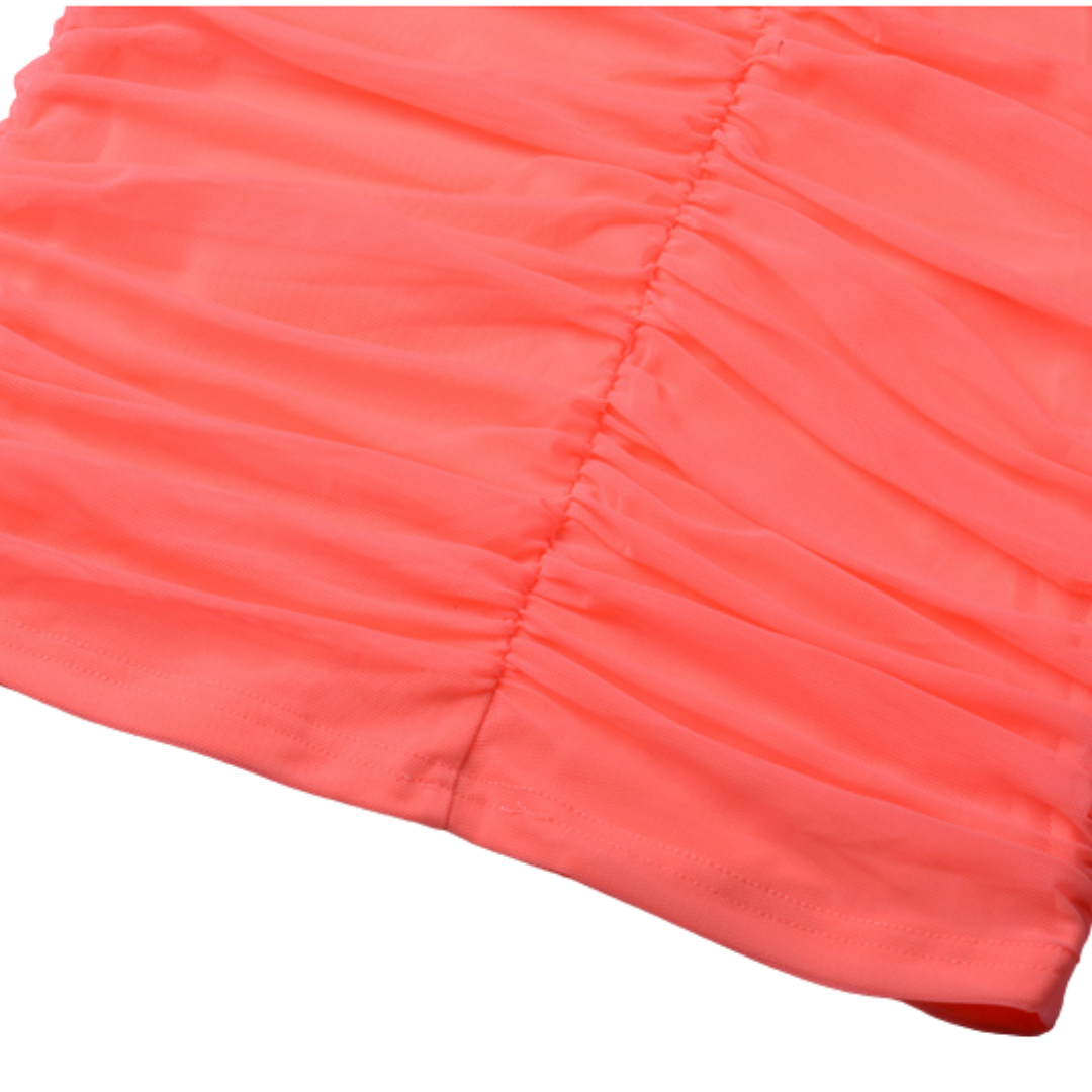 Coral Red Mesh Mini Dress