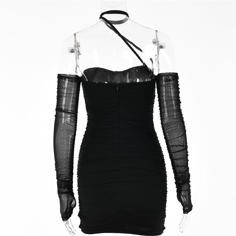 Black Mesh Mini Dress