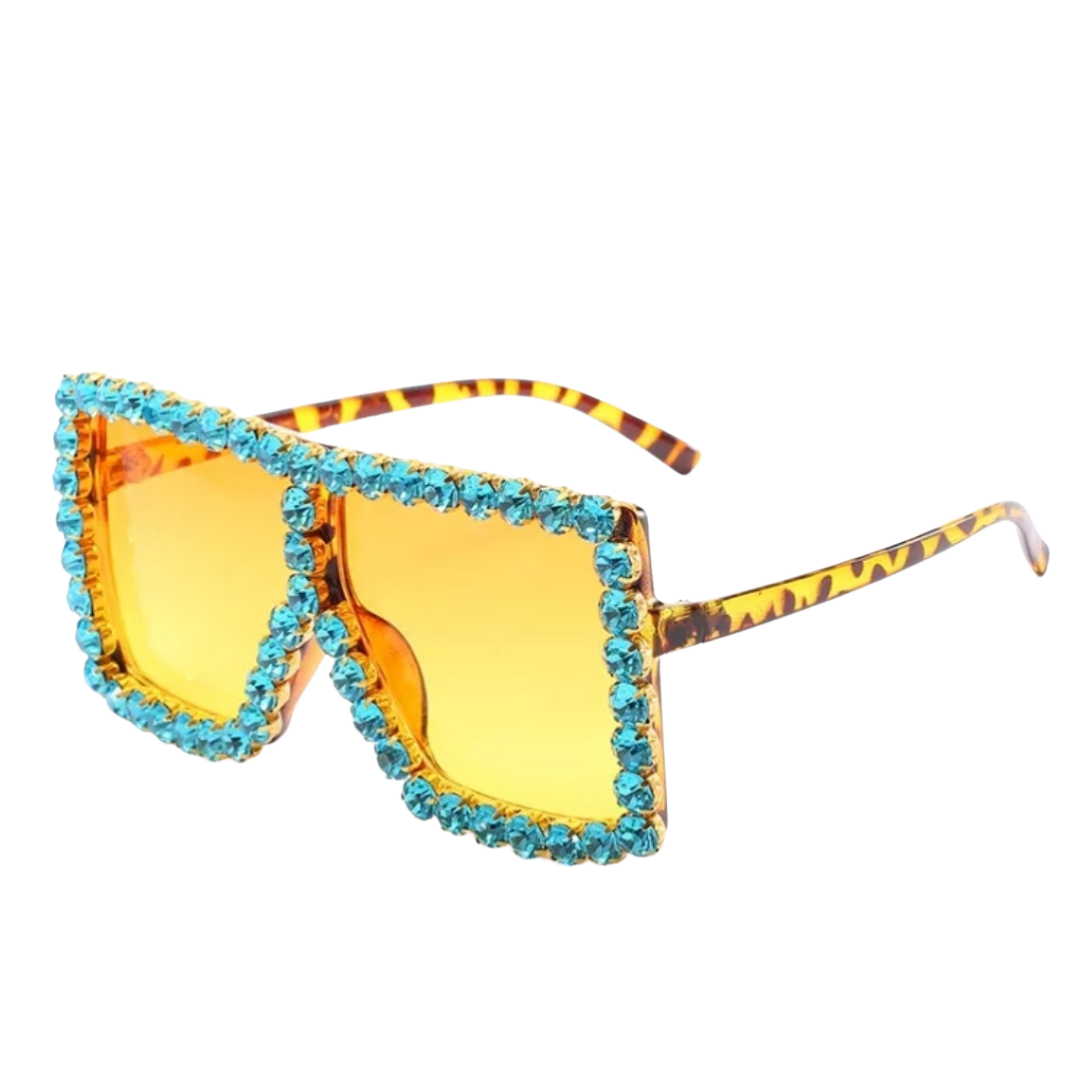 Large Flat Top Rhinestone Sunglasses