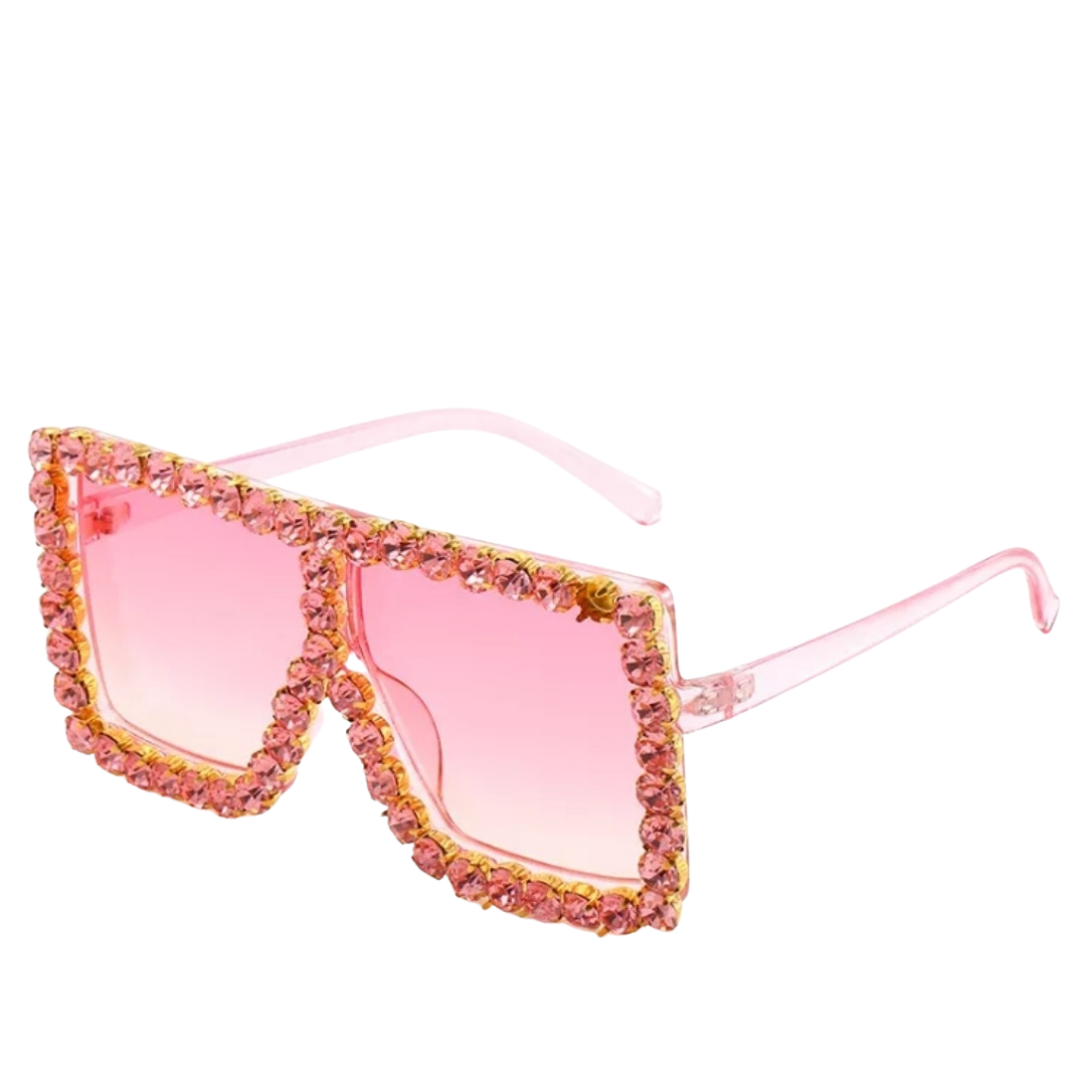 Large Flat Top Rhinestone Sunglasses