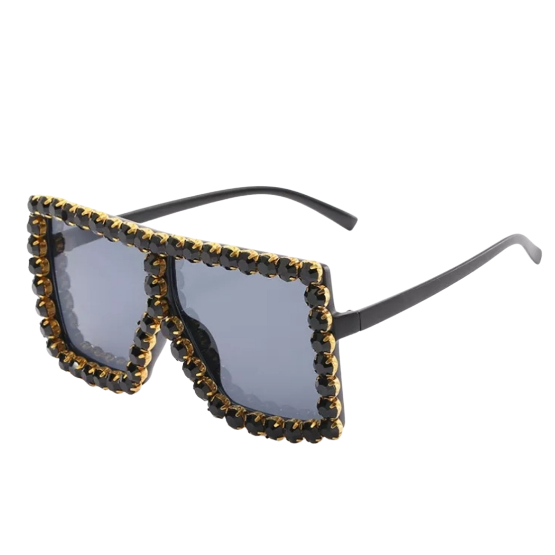 Large Flat Top Rhinestone Sunglasses