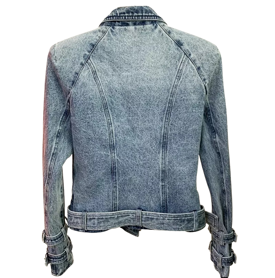 Light Blue Denim Moto Jacket