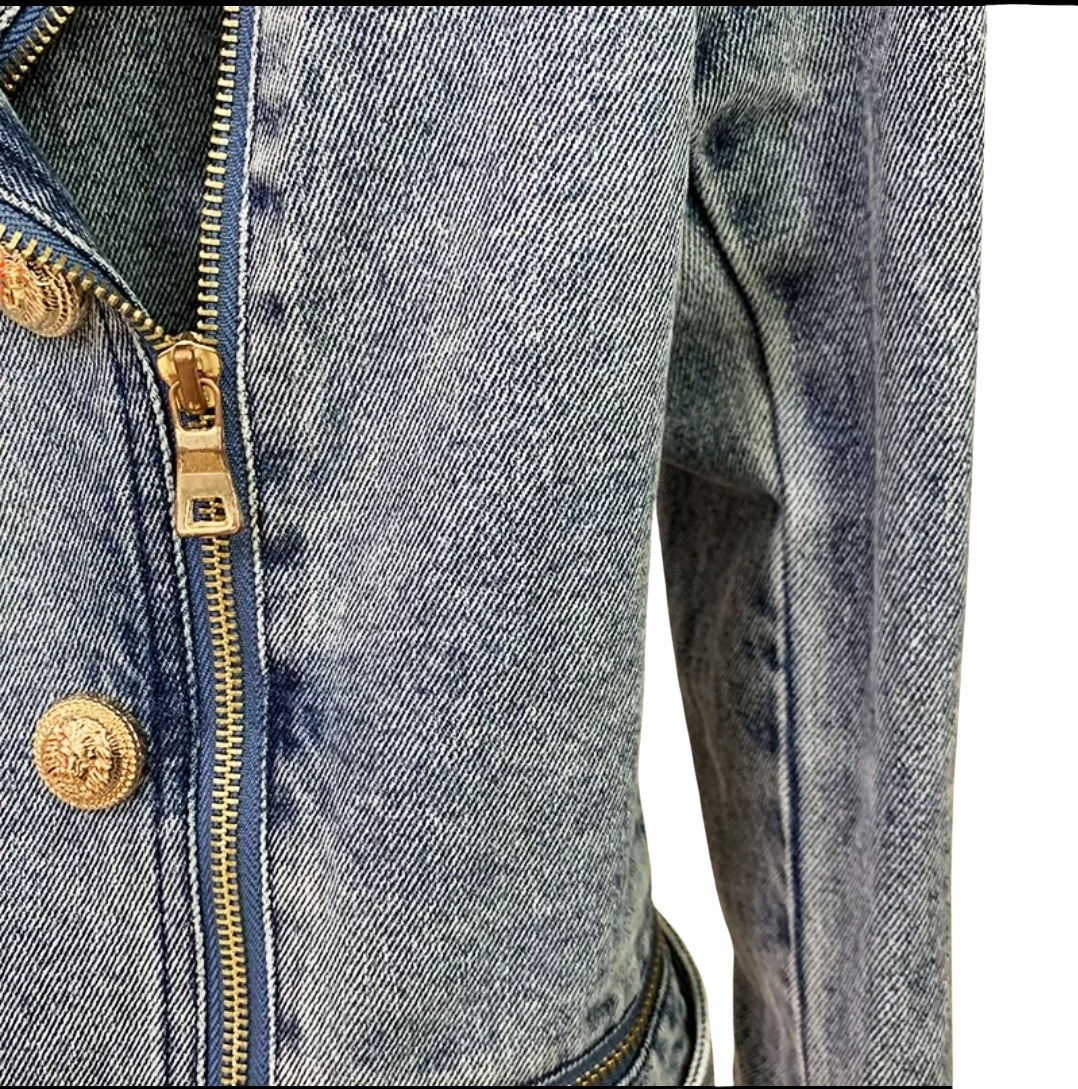 Light Blue Denim Moto Jacket