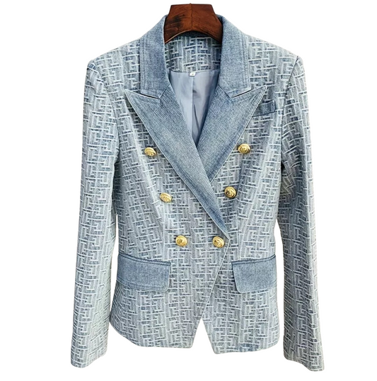 Geometric Denim Blazer