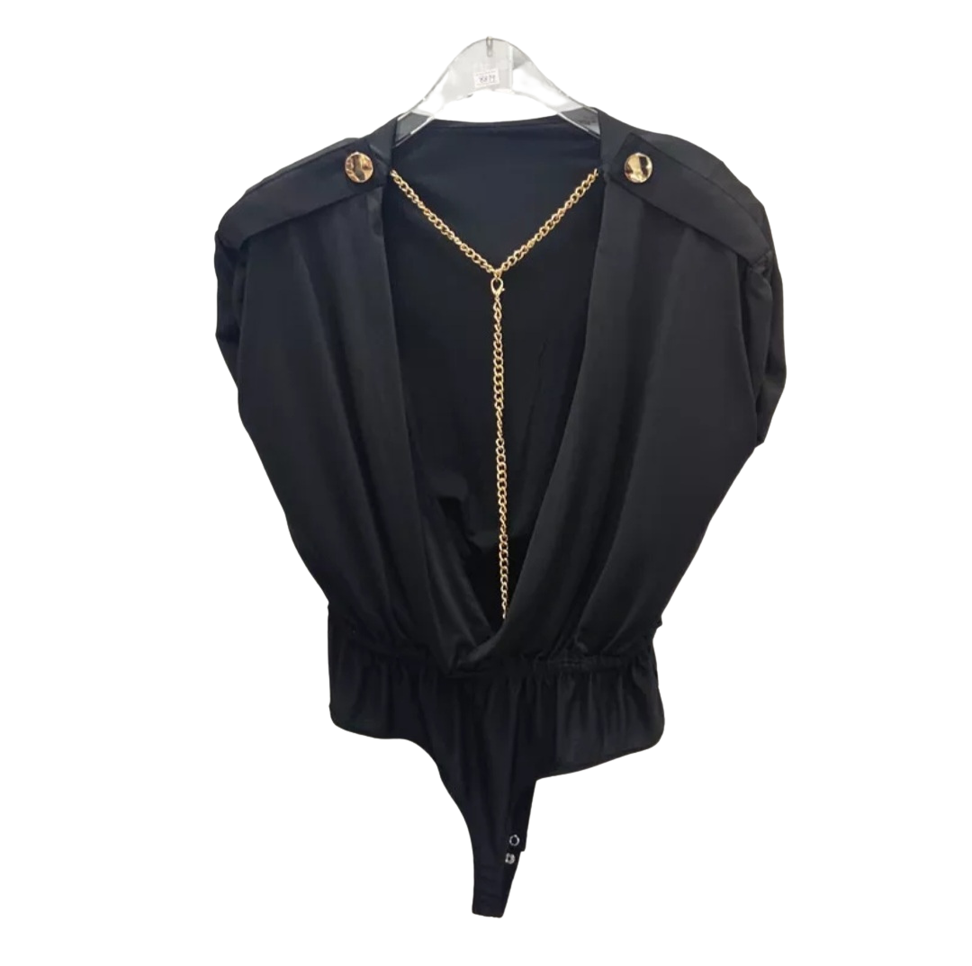 Open Back Blouse with Chain