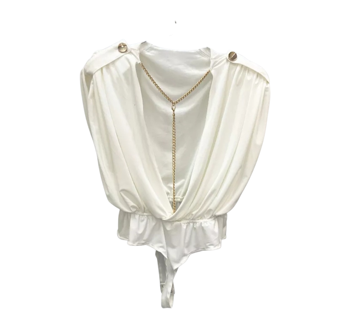 Open Back Blouse with Chain