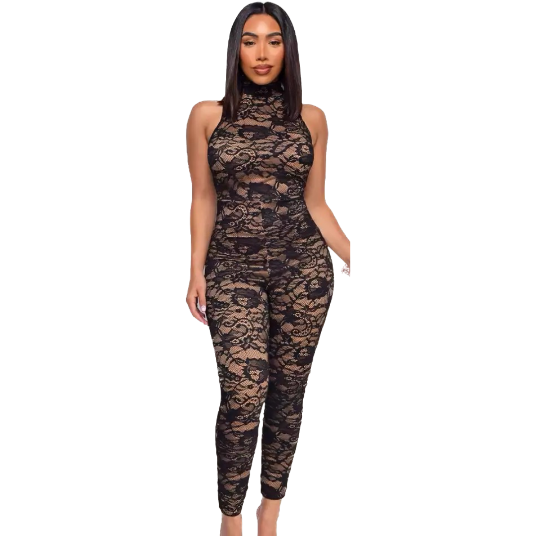 Faux Skin Lace Jumpsuit