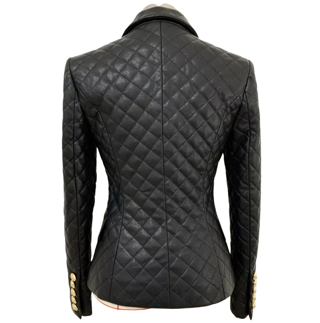 Quilted Faux Leather Blazer